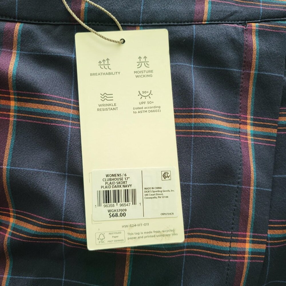 NWT Walter Hagen Lady Hagen Women's Clubhouse 17” Plaid Golf Skort Size 6 - Picture 2 of 10